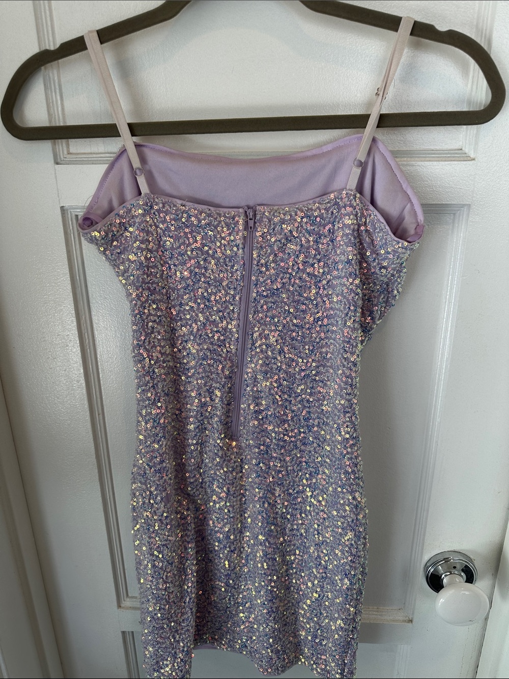 Windsor Iridescent Sparkling Lavender Sequin Mini Dress Size Medium - Picture 3 of 8